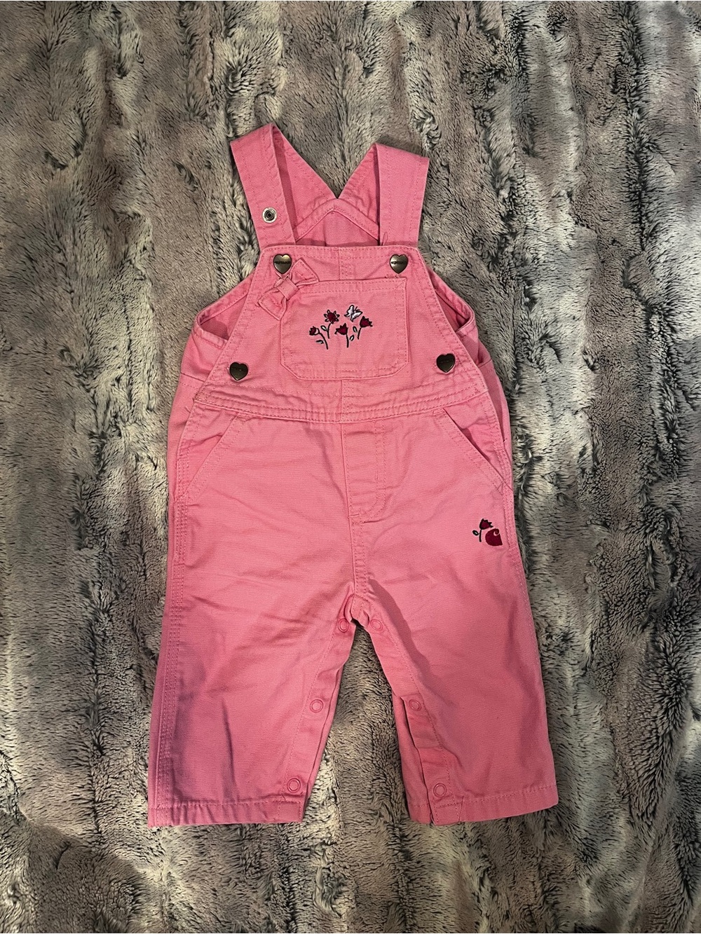 Carhartt pink Floral Embroidered baby Overalls